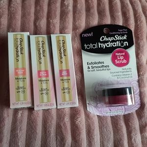 Chapstick lip balms and lip scrub set